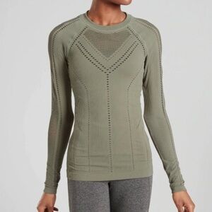 ATHLETA Oxygen Mesh Long Sleeve, Size Medium, Color Olive